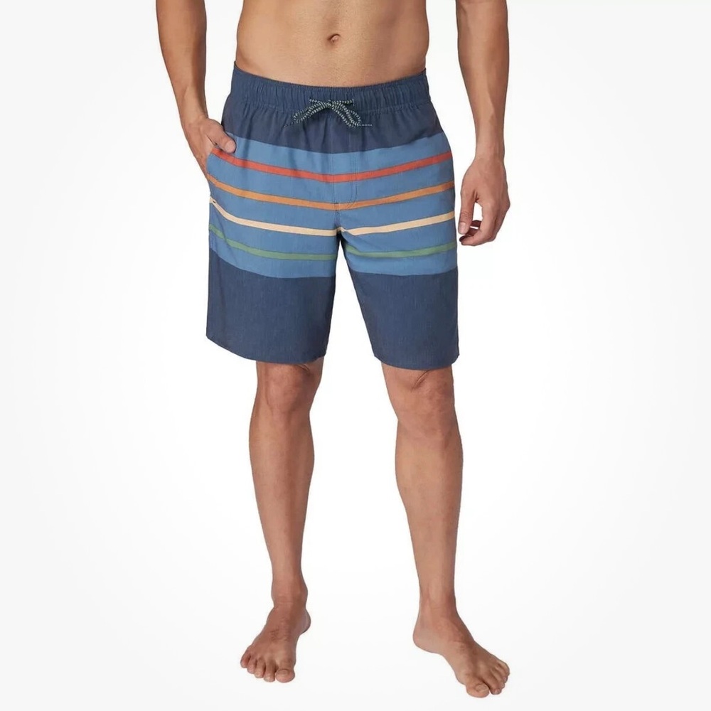 Hang Ten Blue Stretch Internal Liner Quick Dry Swim Trunk Shorts Men's Size XL